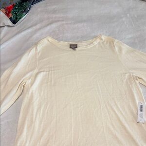 Chico's Cream Scoop Neck Sweater